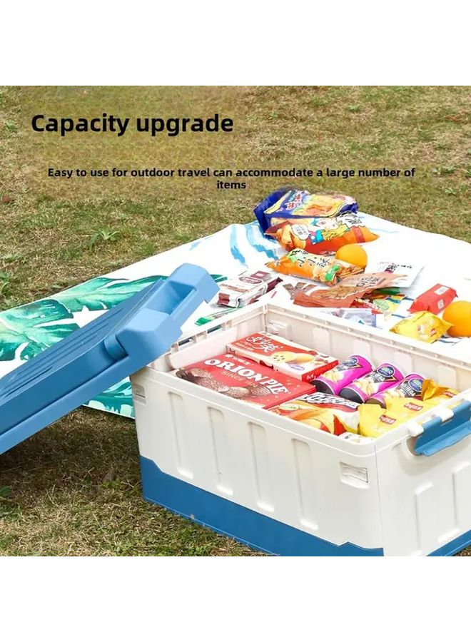 Stool Blue and White Car Seat Storage Box Folding Trunk Organizer for Camping - Image 2